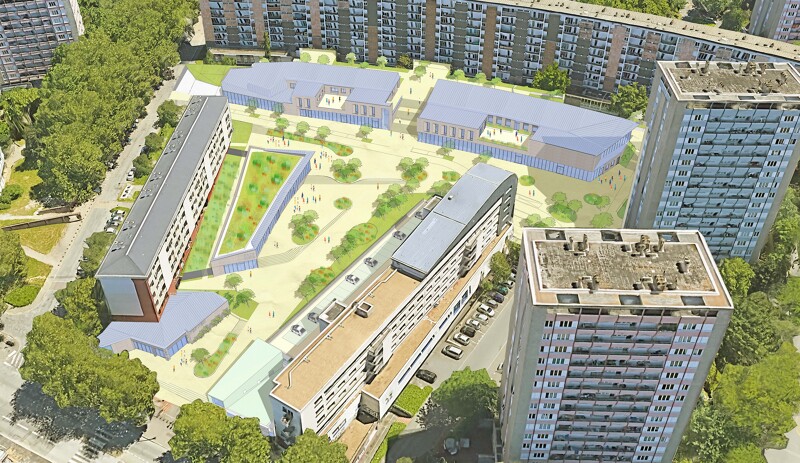 Axonométrie centre commercial